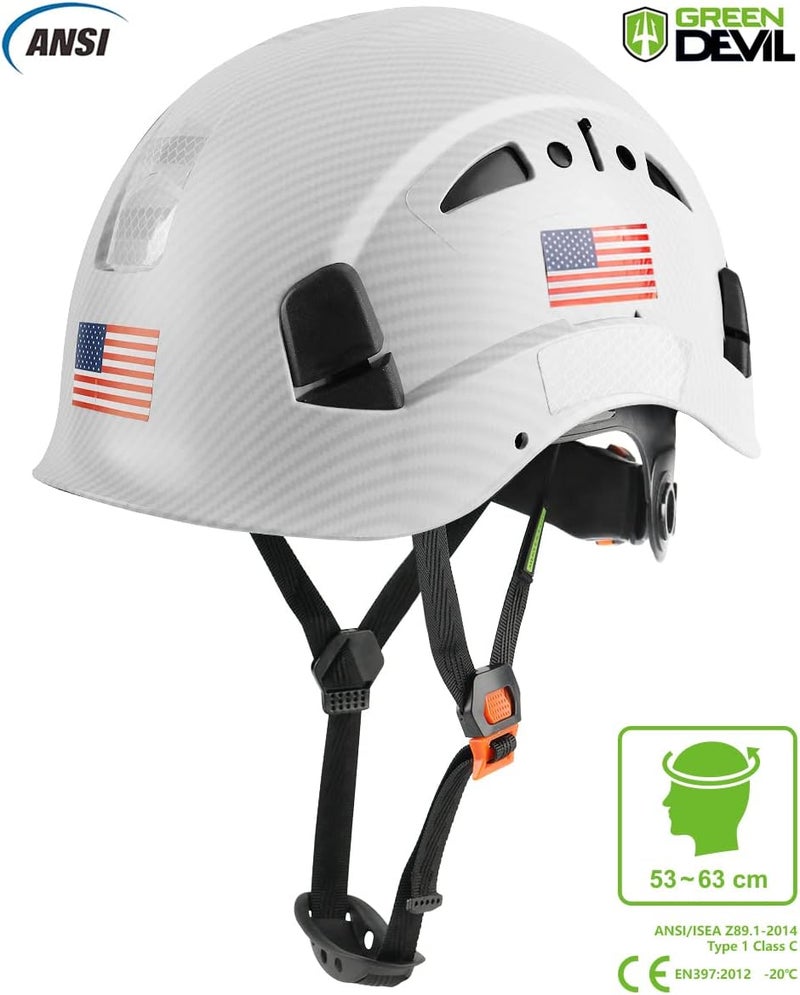 GREEN DEVIL Safety Helmet Hard Hat Adjustable Lightweight Vented ABS Work Helmet 6-Point Suspension ANSI Z89.1 Approved Ideal for Industrial & Construction - Image 3